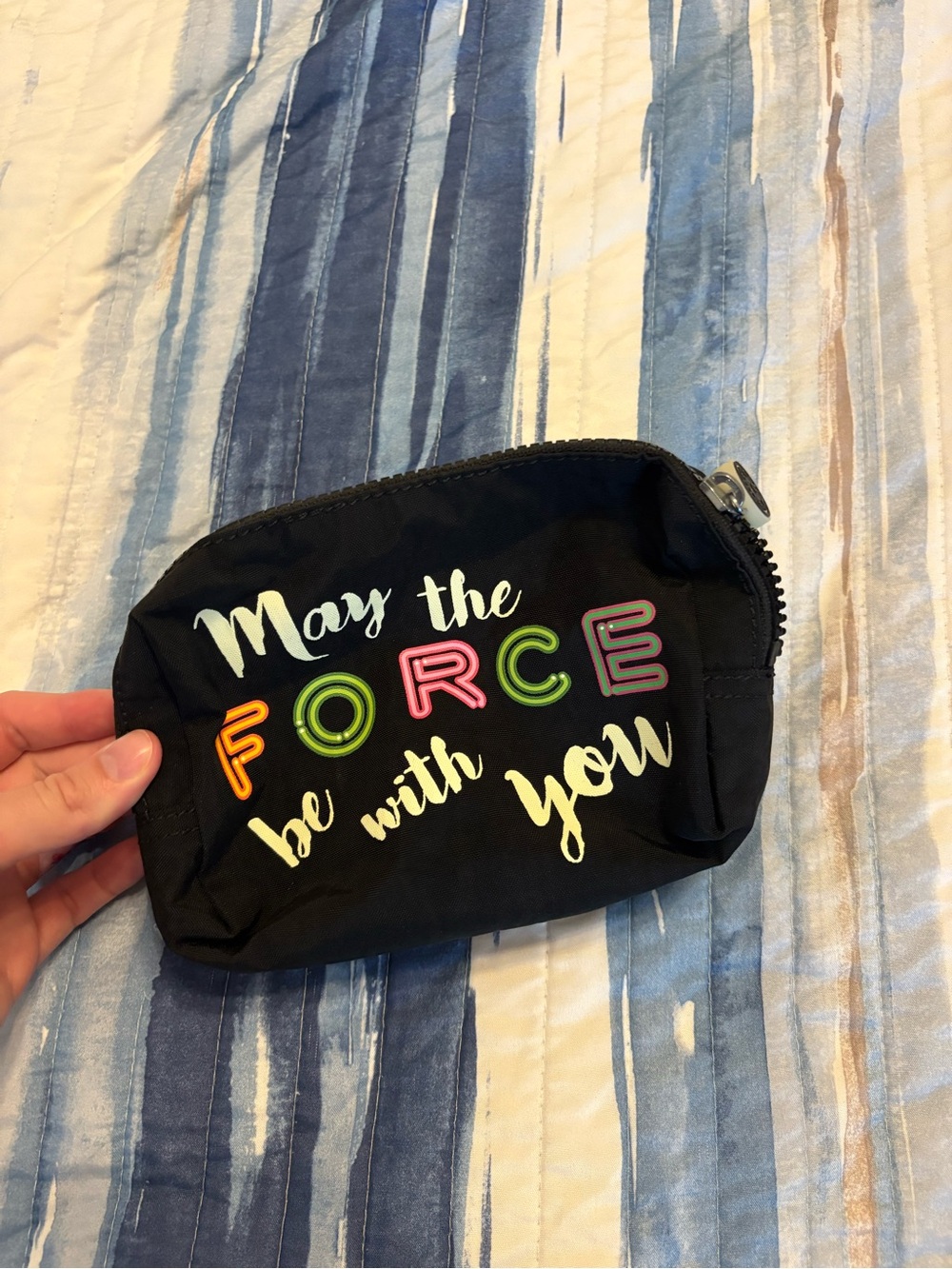 Kipling Black 'May the Force Be With You' Neon Letter Pouch